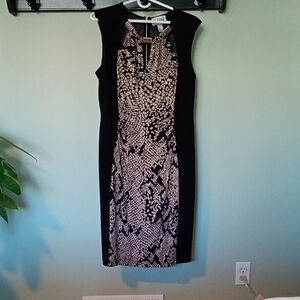 Joseph Ribkoff Black and Tan Cocktail Dress